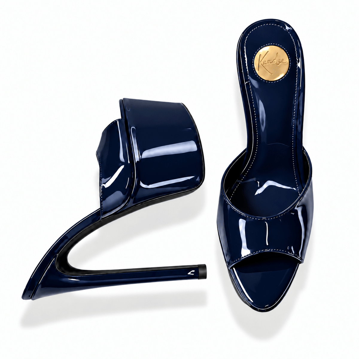 Midnight Lacquer Platform 180mm heel Mules - Kandee