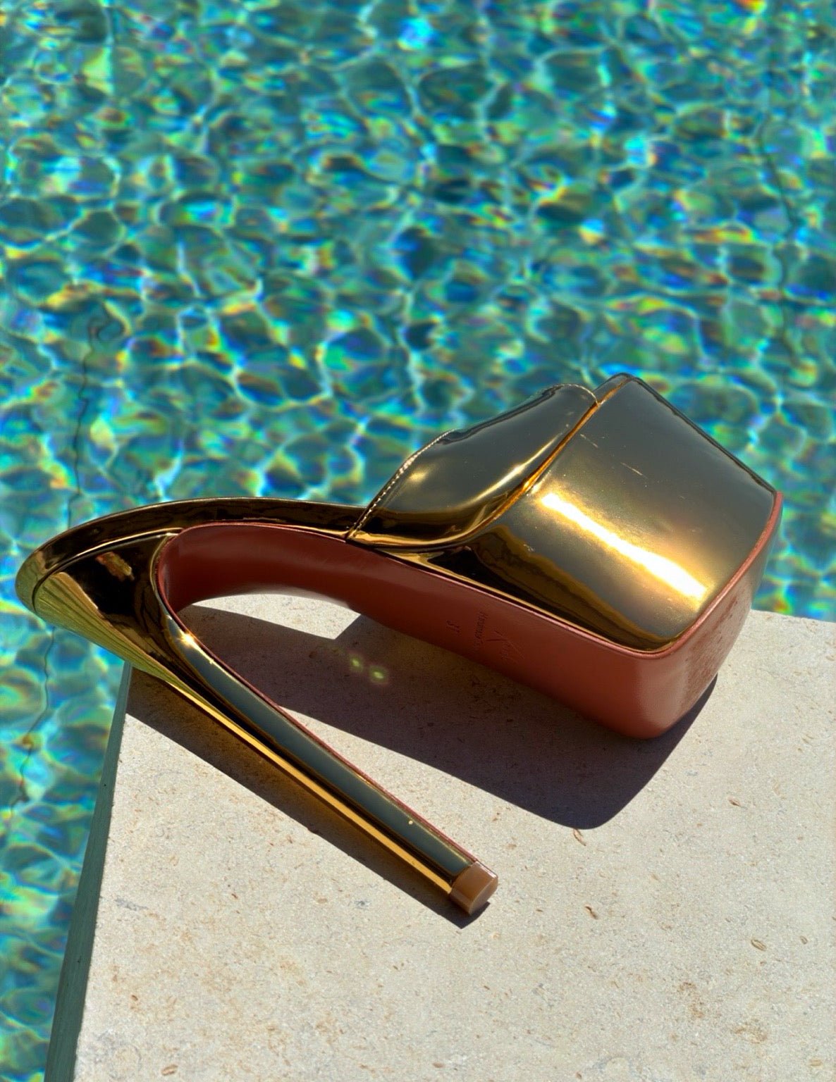Honey Gold Mirror 180mm heel Mules - Kandee