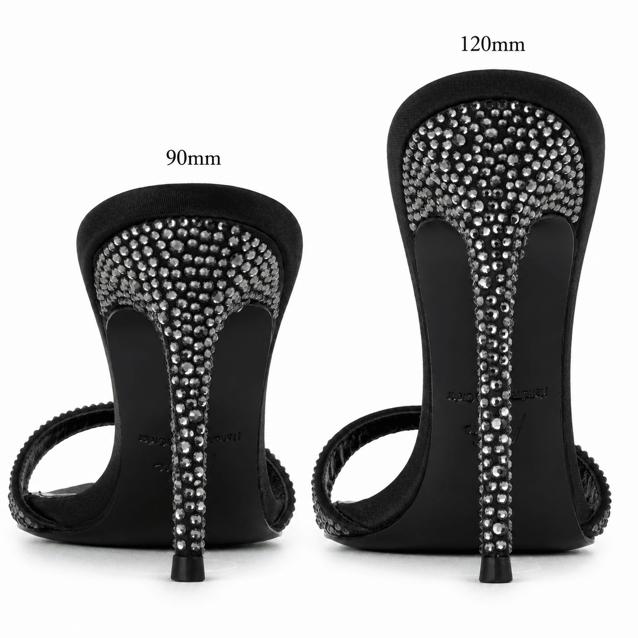 Black Caviar Crystal Leather Mules - Kandee