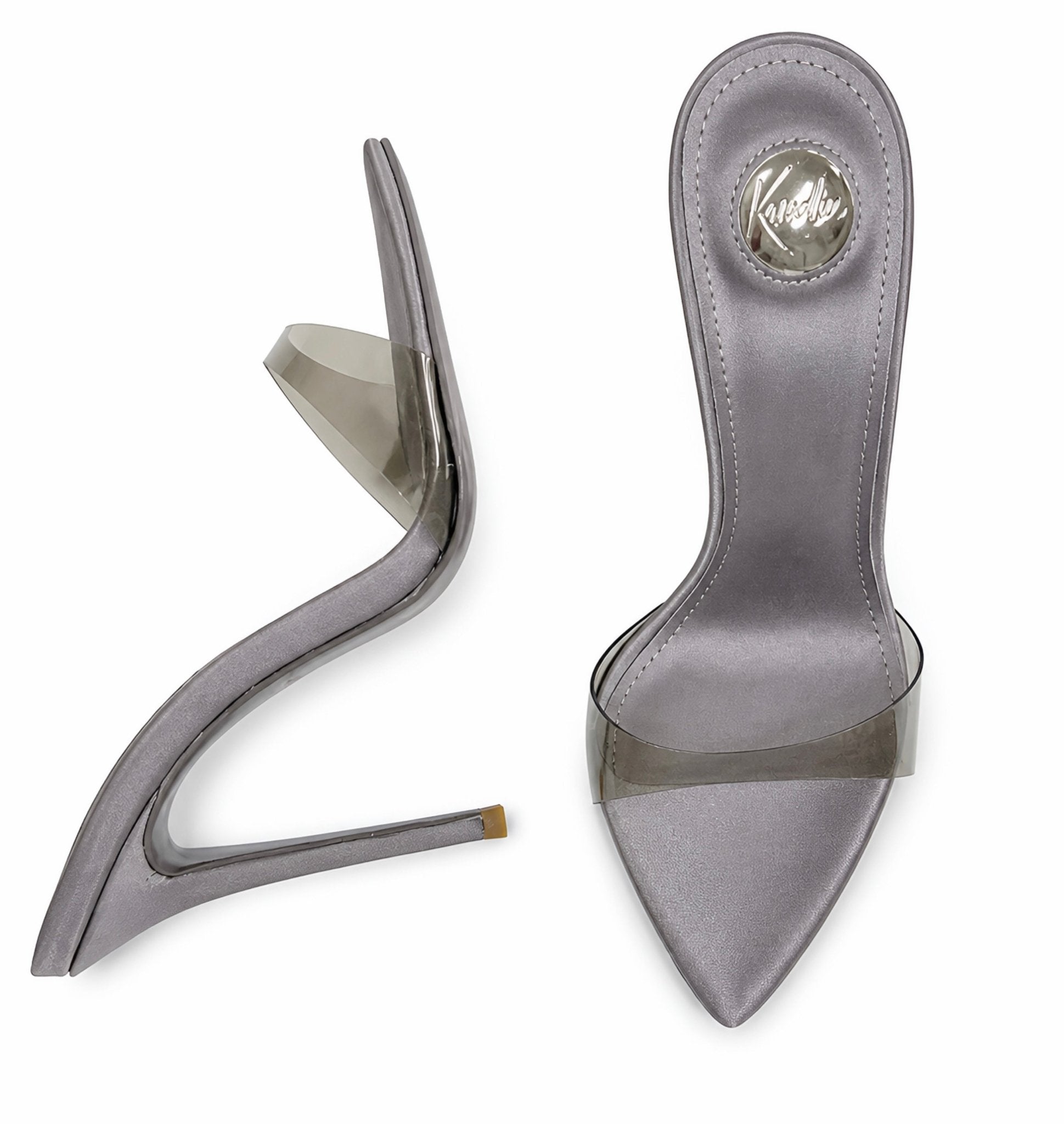 Chrome Silk Semi transparent PVC Mules - Kandee