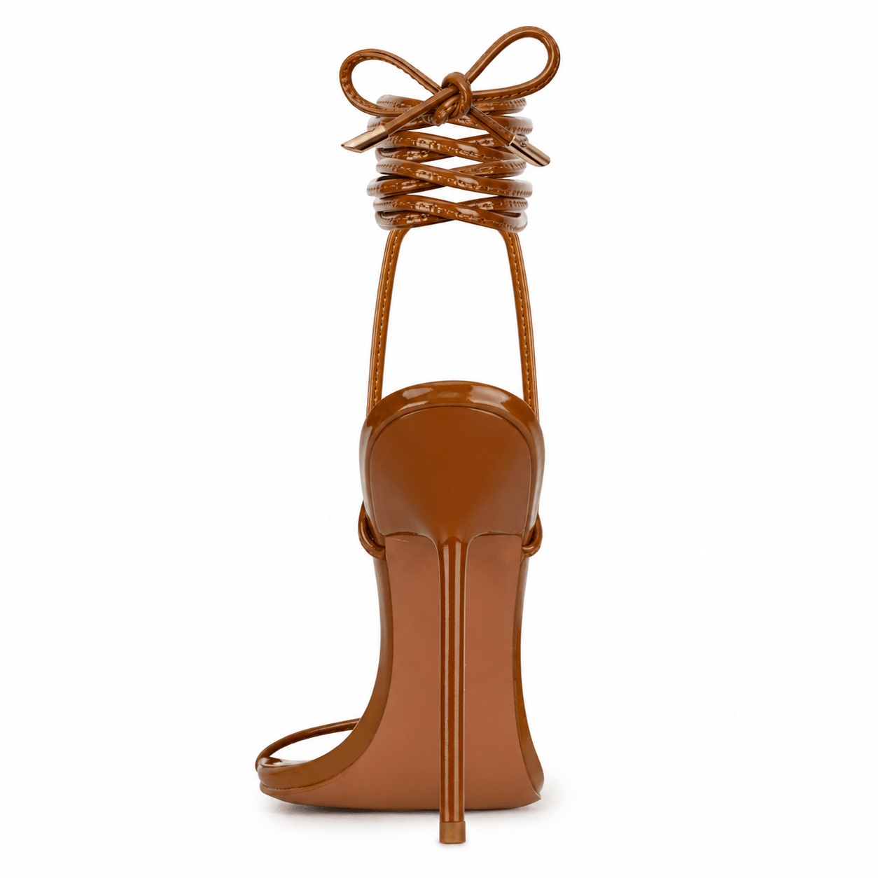 Tan Patent Mirror Sandals Vegan - Kandee