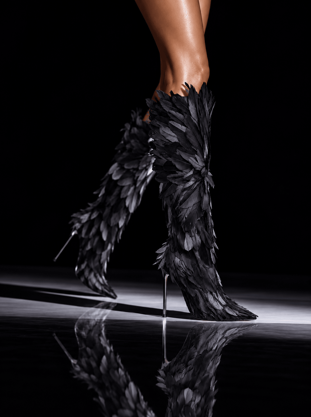 Black Swan Feather 105 Boots - Kandee