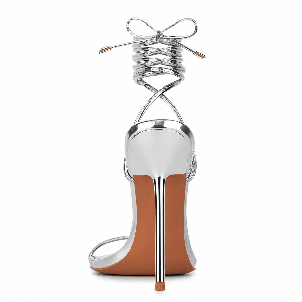 Silver Patent Mirror Sandals Vegan - Kandee