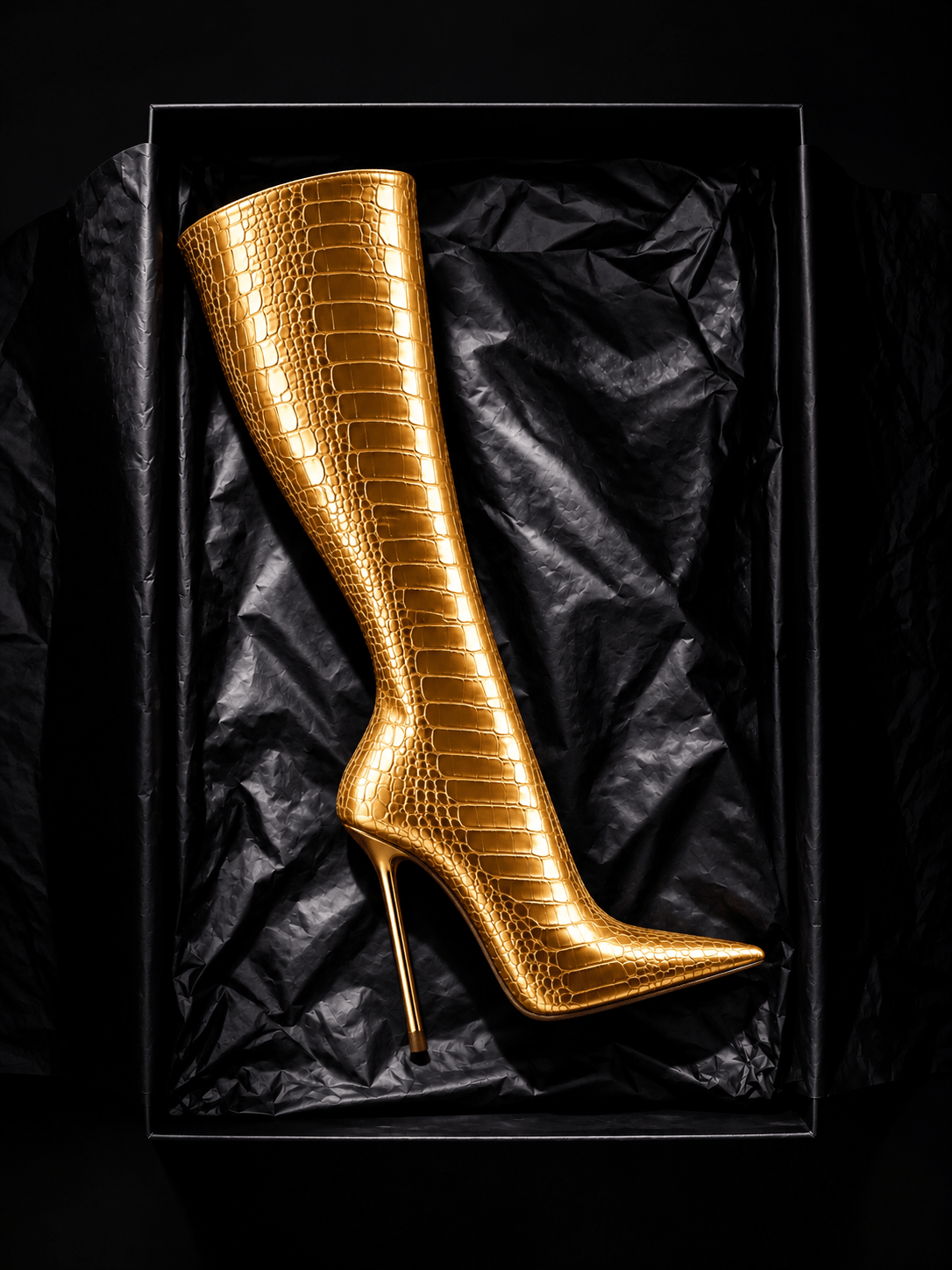 Aurum 24 Croco Embossed Leather Boots - Kandee