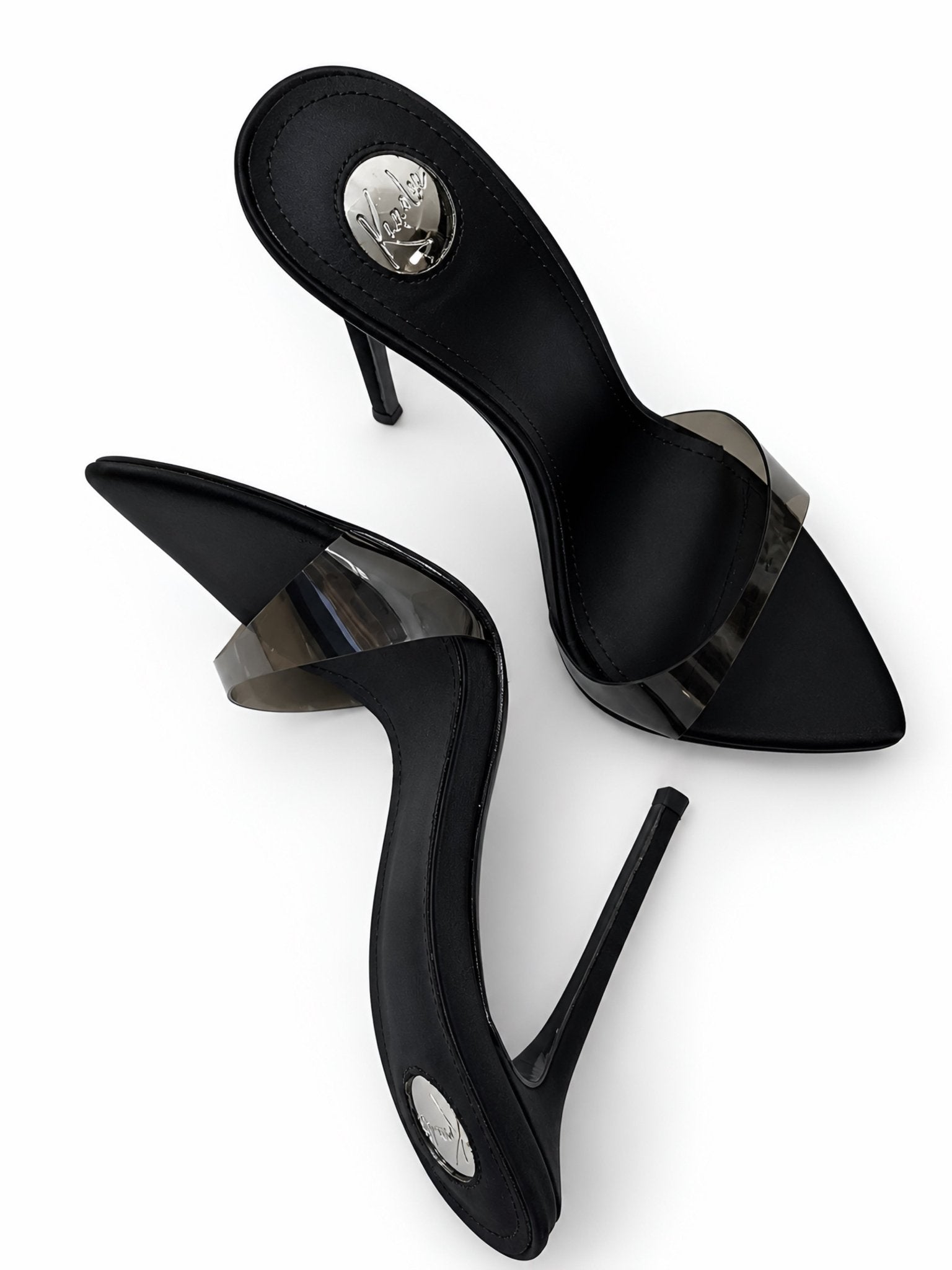 Midnight Silk Semi transparent PVC Mules - Kandee