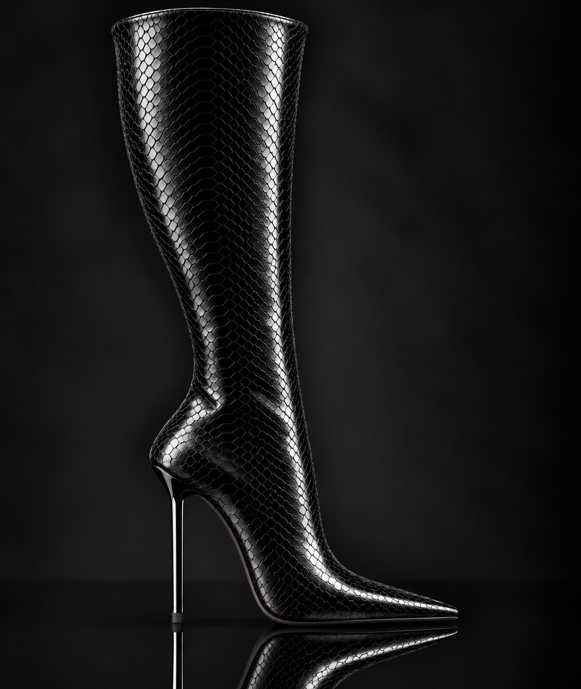 Obsidian 1 Snake Embossed Leather Boots