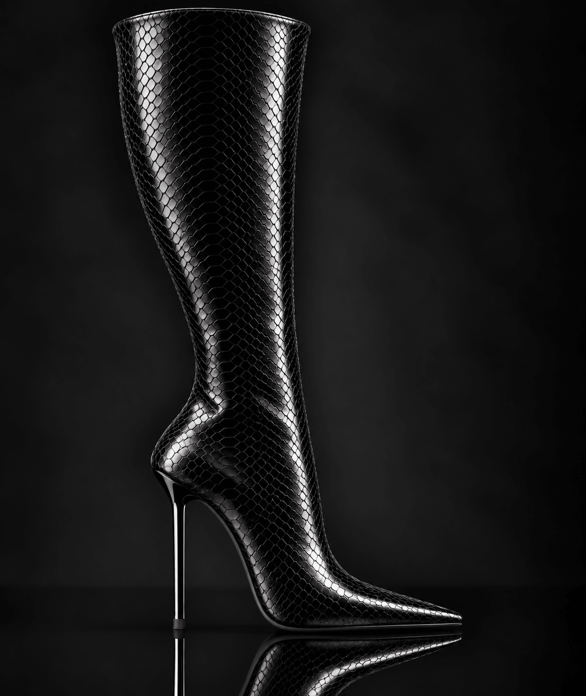 Obsidian 1 Snake Embossed Leather Boots - Kandee