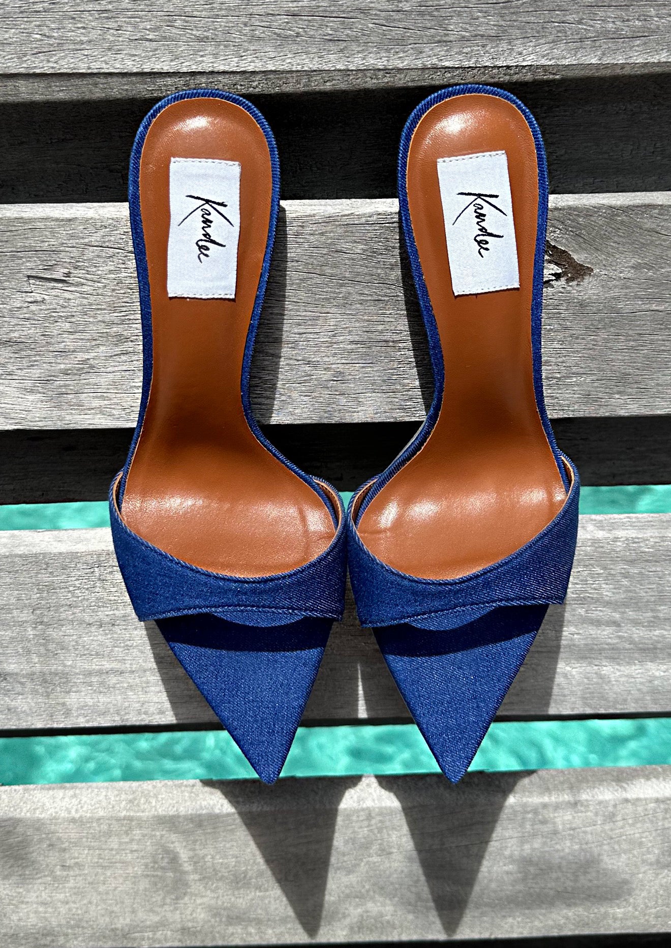 Blue Jean Knife Mules - Kandee