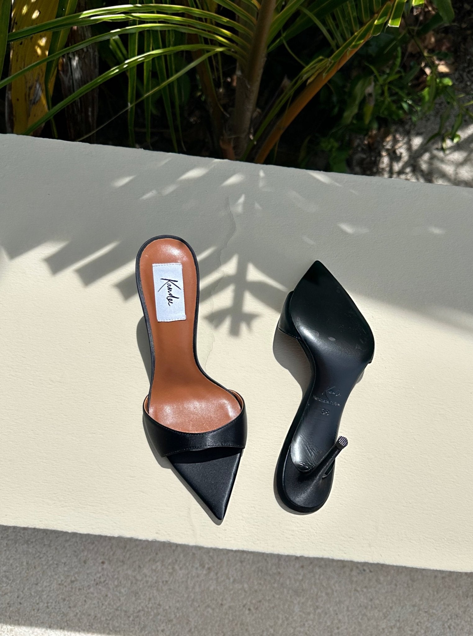 Shadow Satin Knife Mules - Kandee