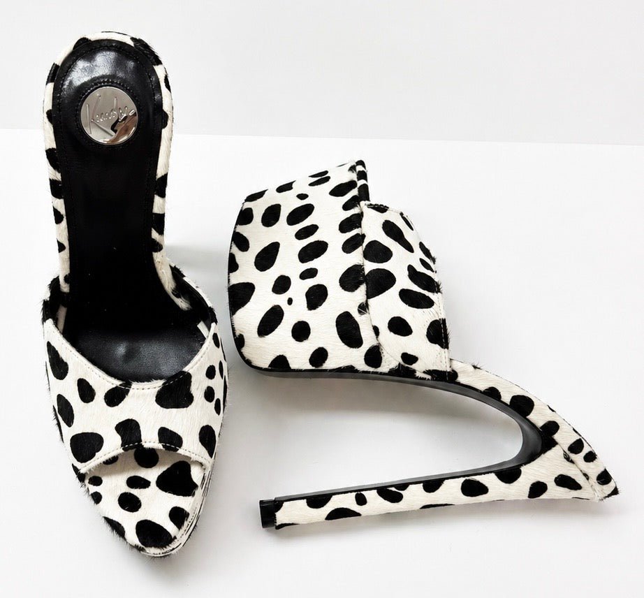 Dalmatian Calf hair 180mm heel Mules - Kandee
