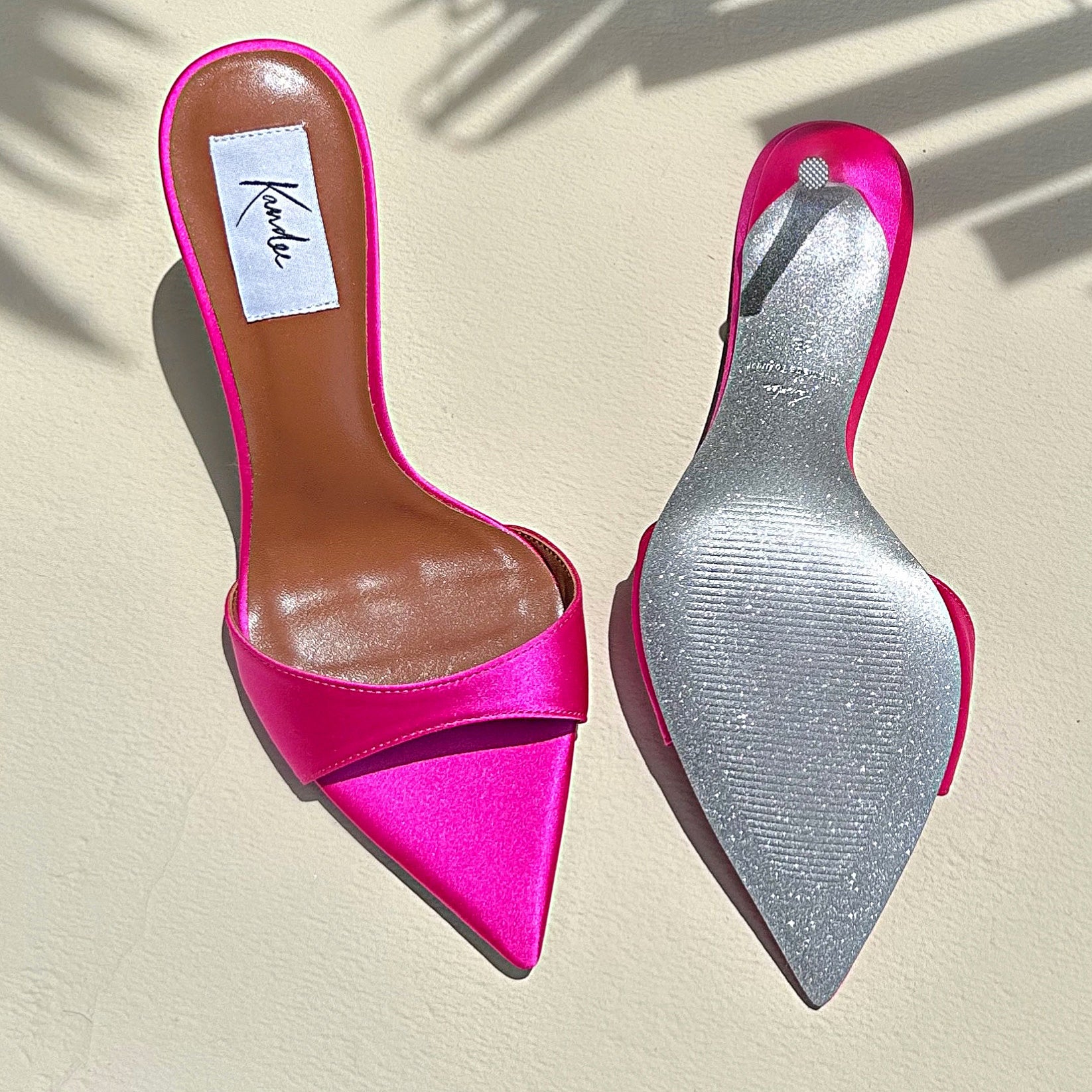 Framboise Satin Knife Mules - Kandee