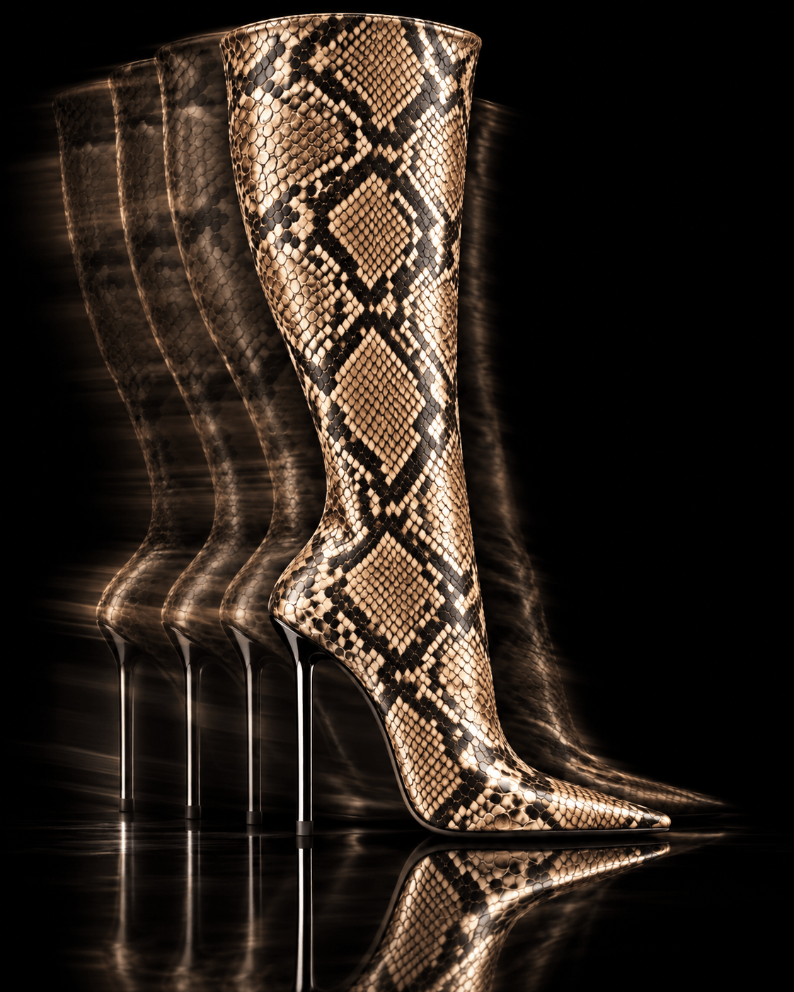 Python X Embossed Leather Boots - Kandee