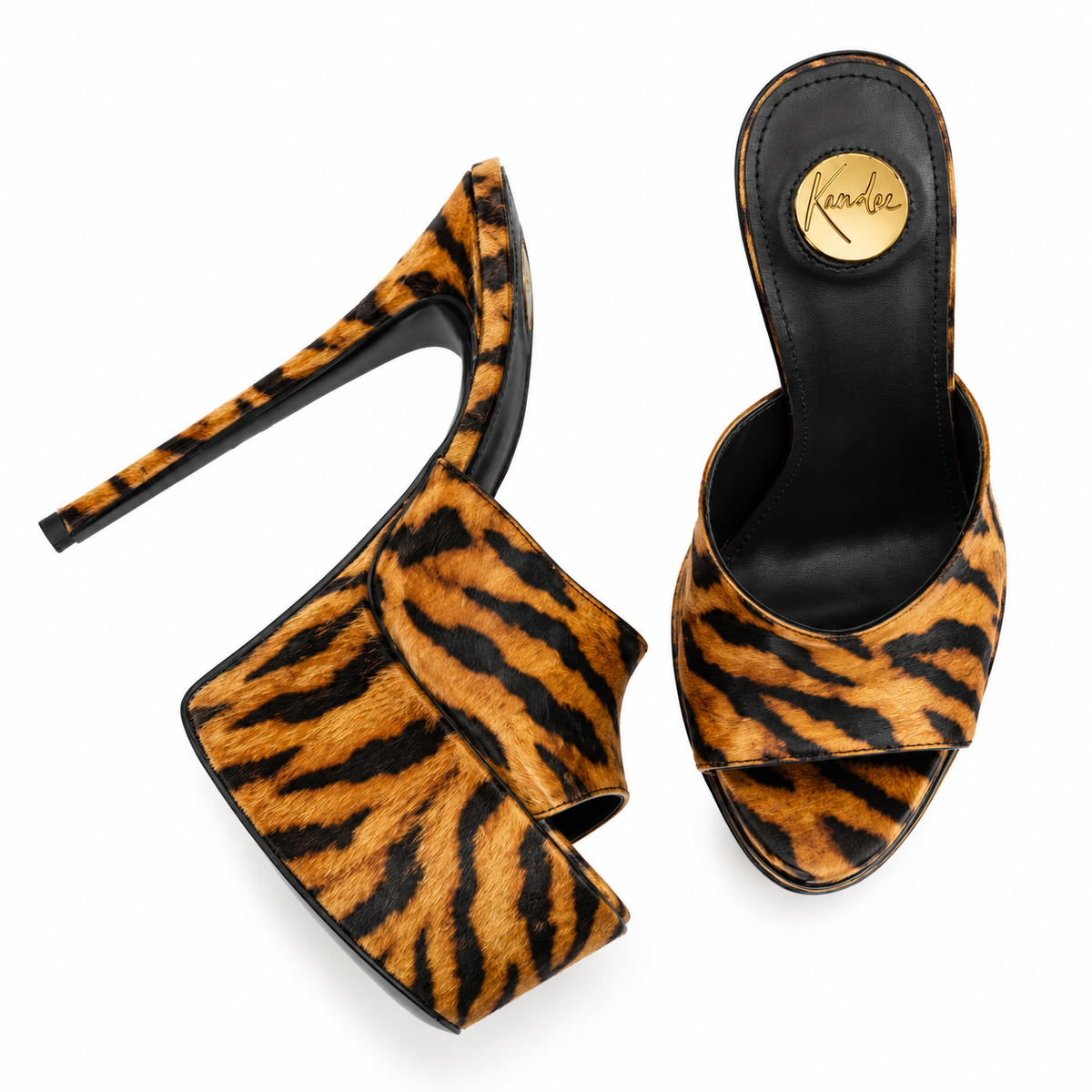 Tiger print Calf Hair 160mm heel Mules