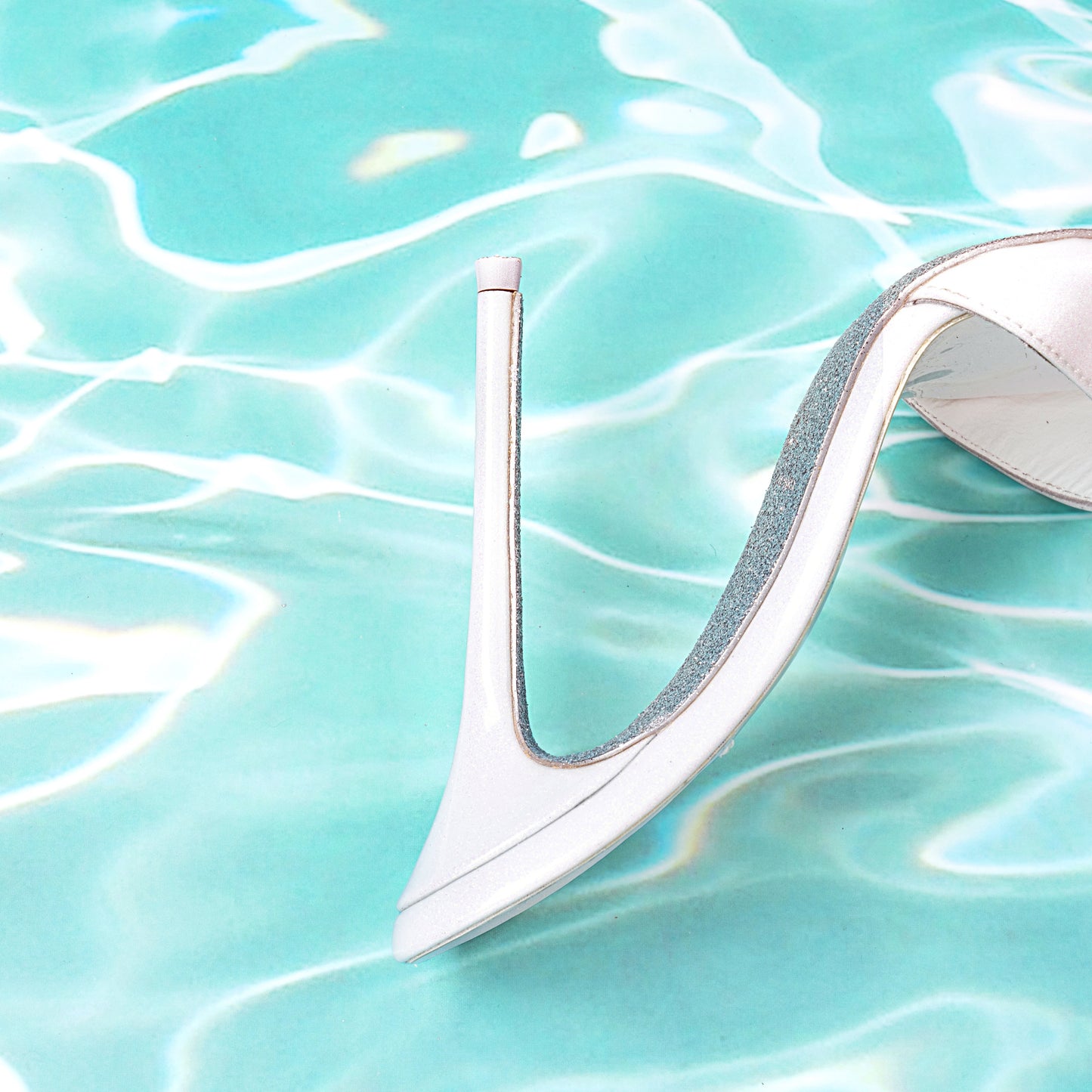 COCONUT ICE PATENT GLITTER LEATHER MULES