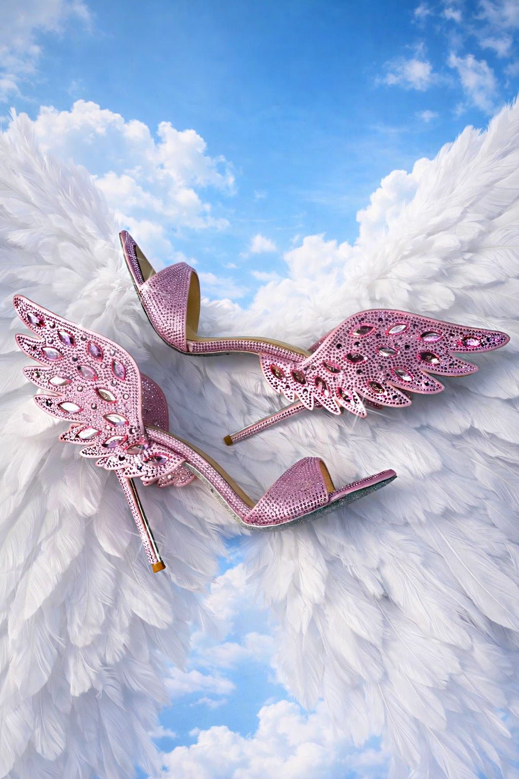 Angel Pink Wing Crystal Mules *LIMITED EDITION - Kandee