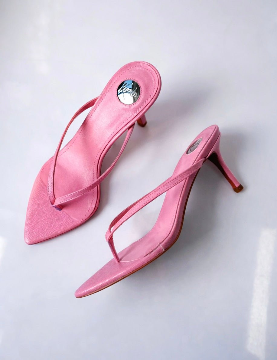 Pink Caviar Leather Thong Sandals 70mm - Kandee