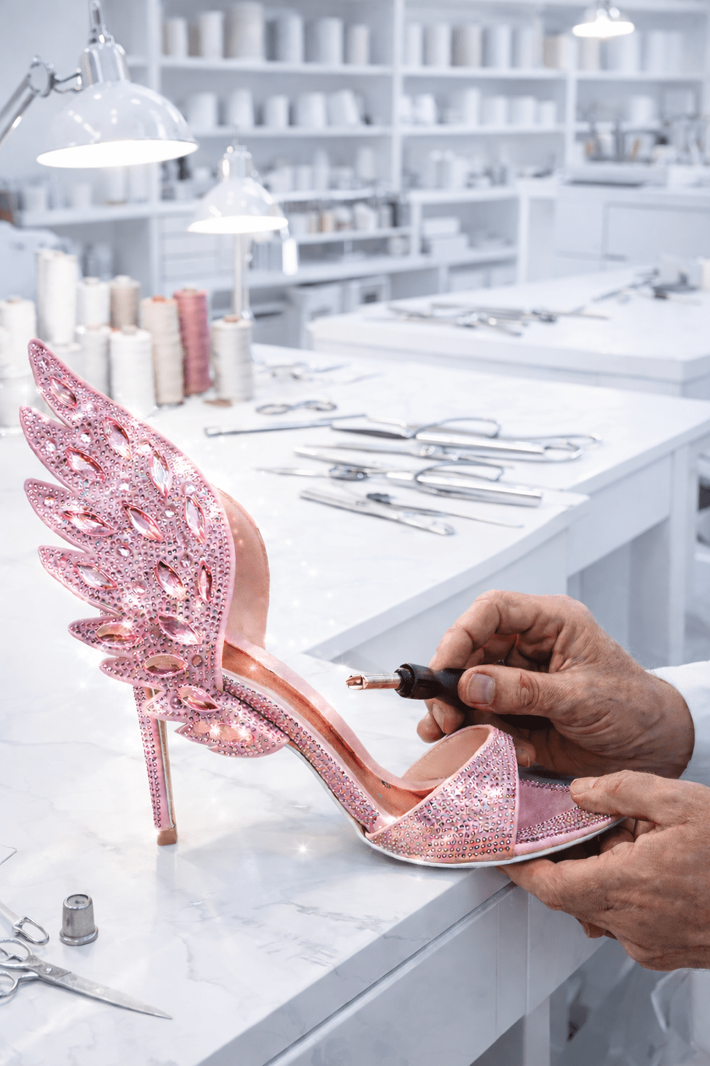 Angel Pink Wing Crystal Mules *LIMITED EDITION - Kandee
