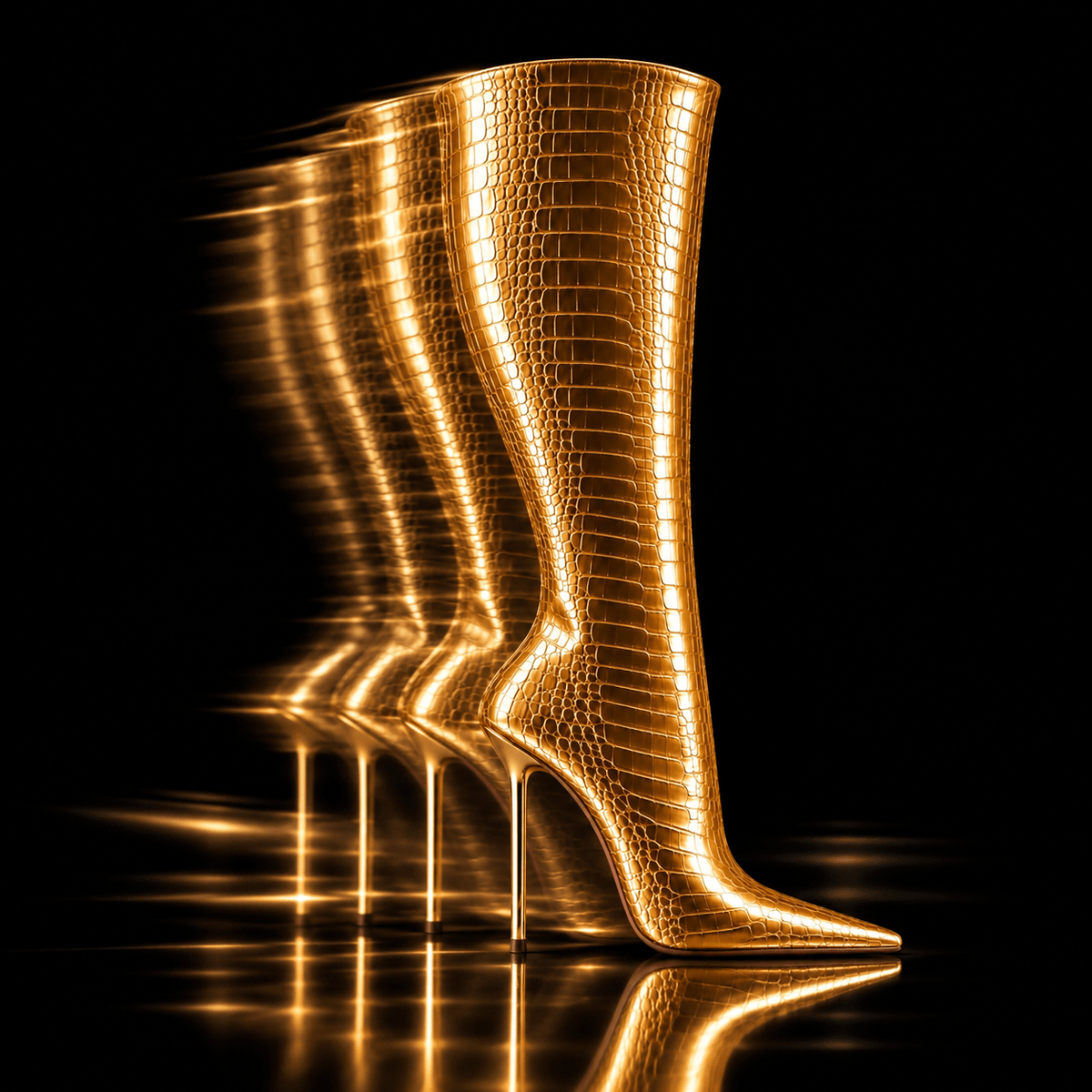 Aurum 24 Croco Embossed Leather Boots - Kandee
