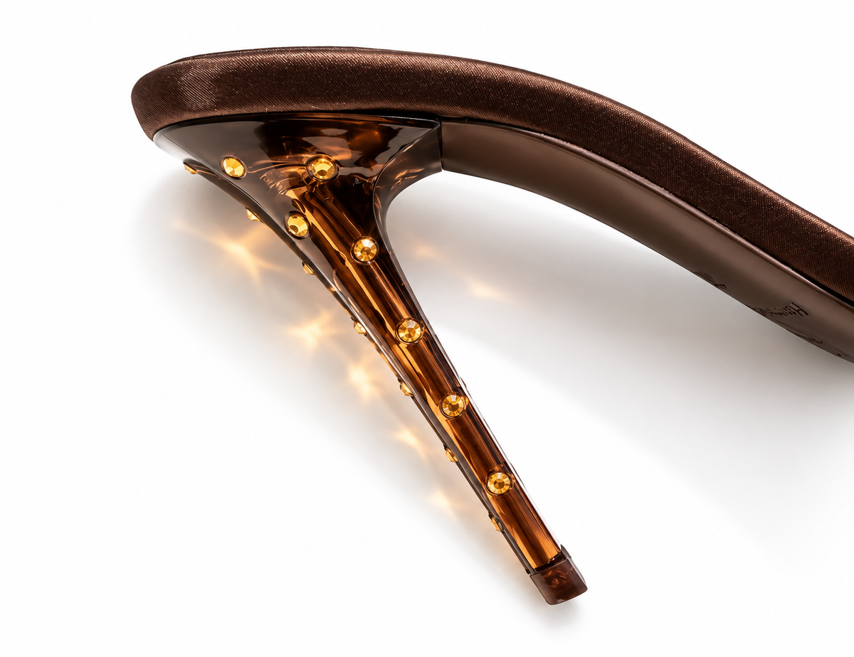 Brown Sugar Translucent with crystal Plexiglas Heel