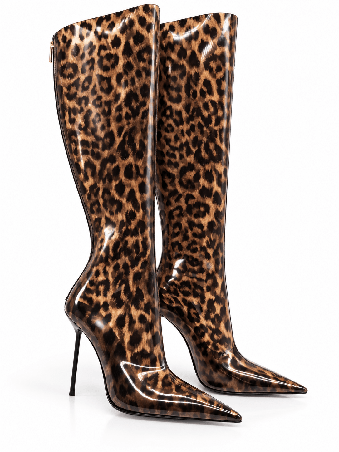 Feline Fatale Leopard Semi Transparent PVC Boots - Kandee