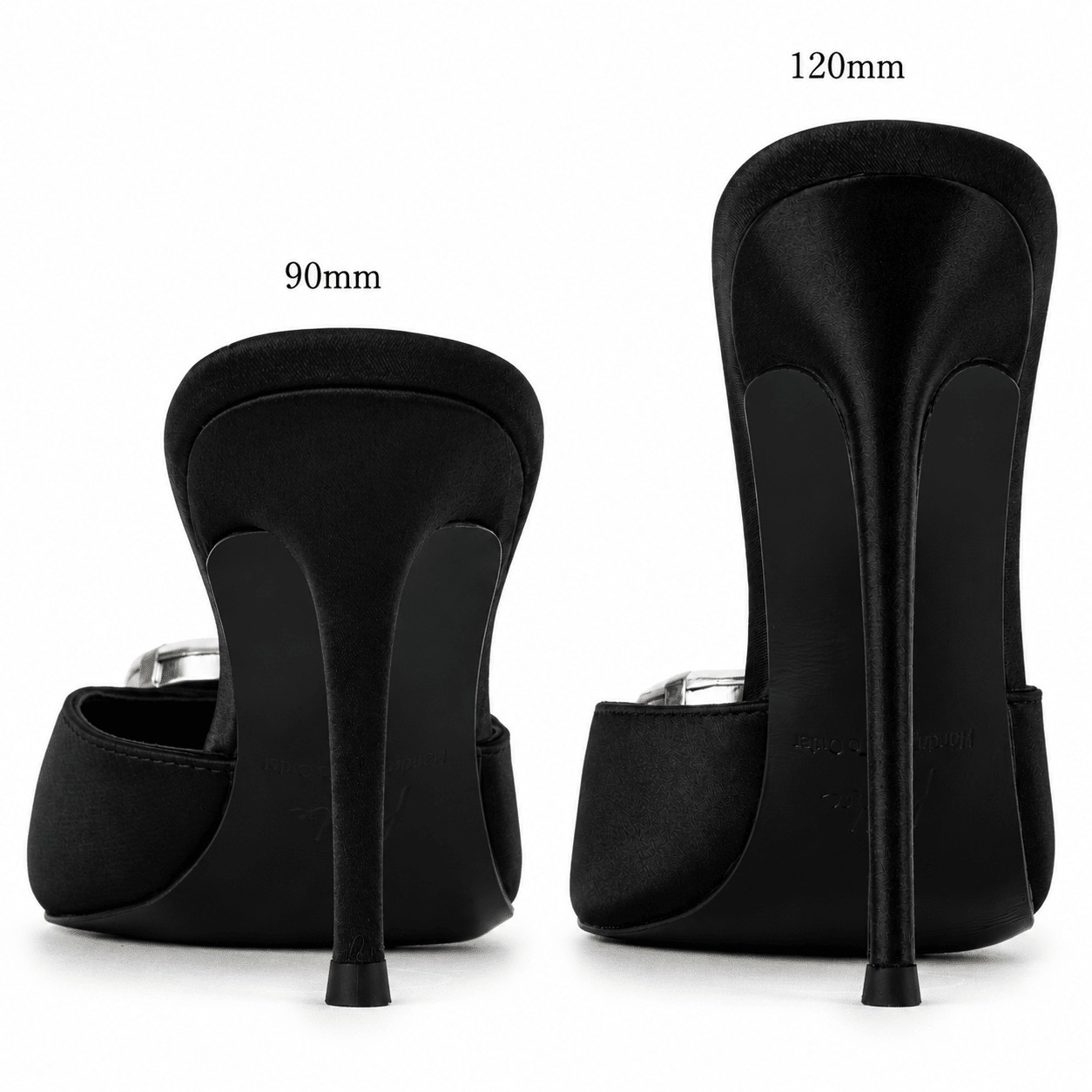 Black caviar Silk Crystal Mules - Kandee
