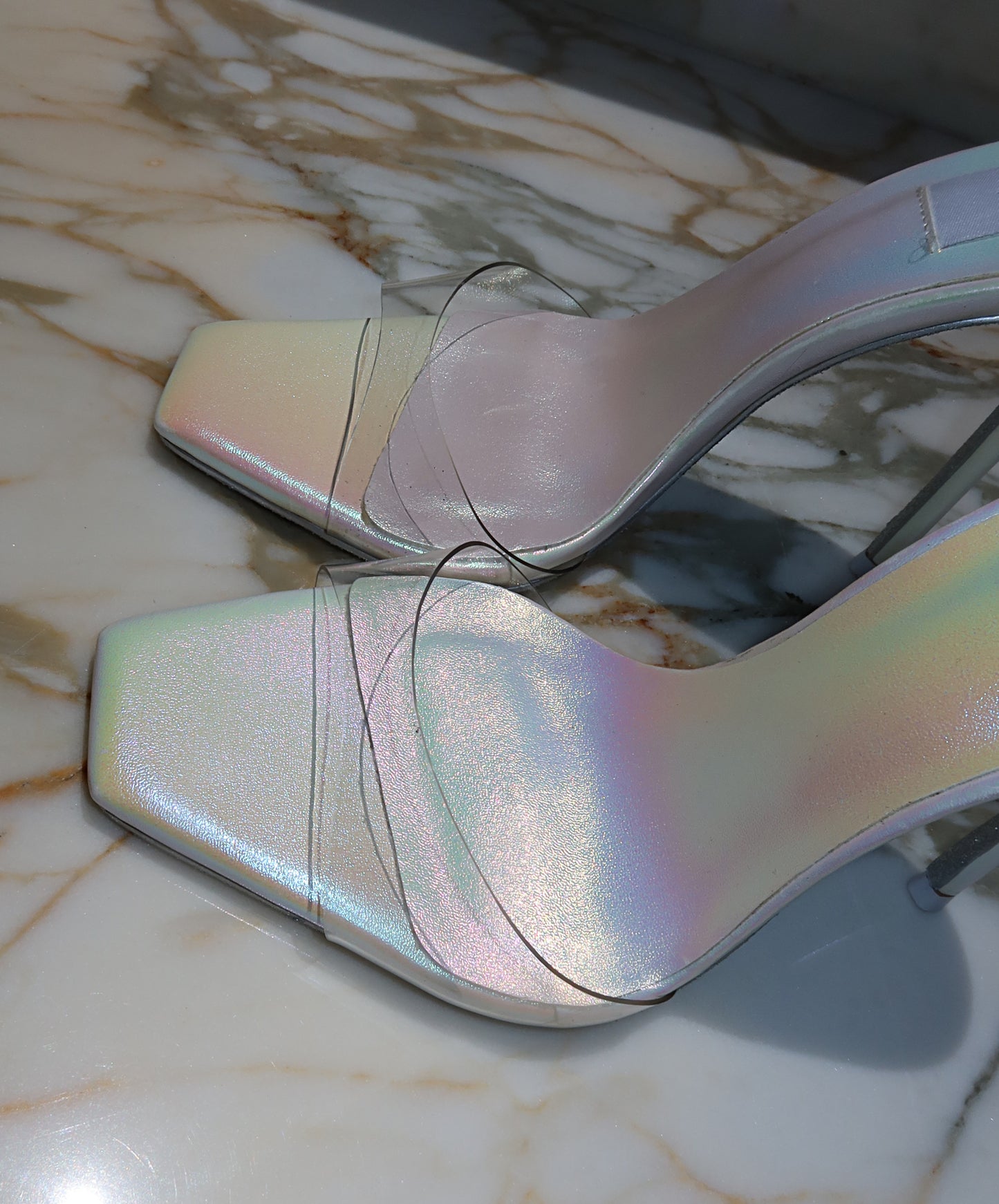 UNICORN LEATHER TRANSPARENT PVC MULES