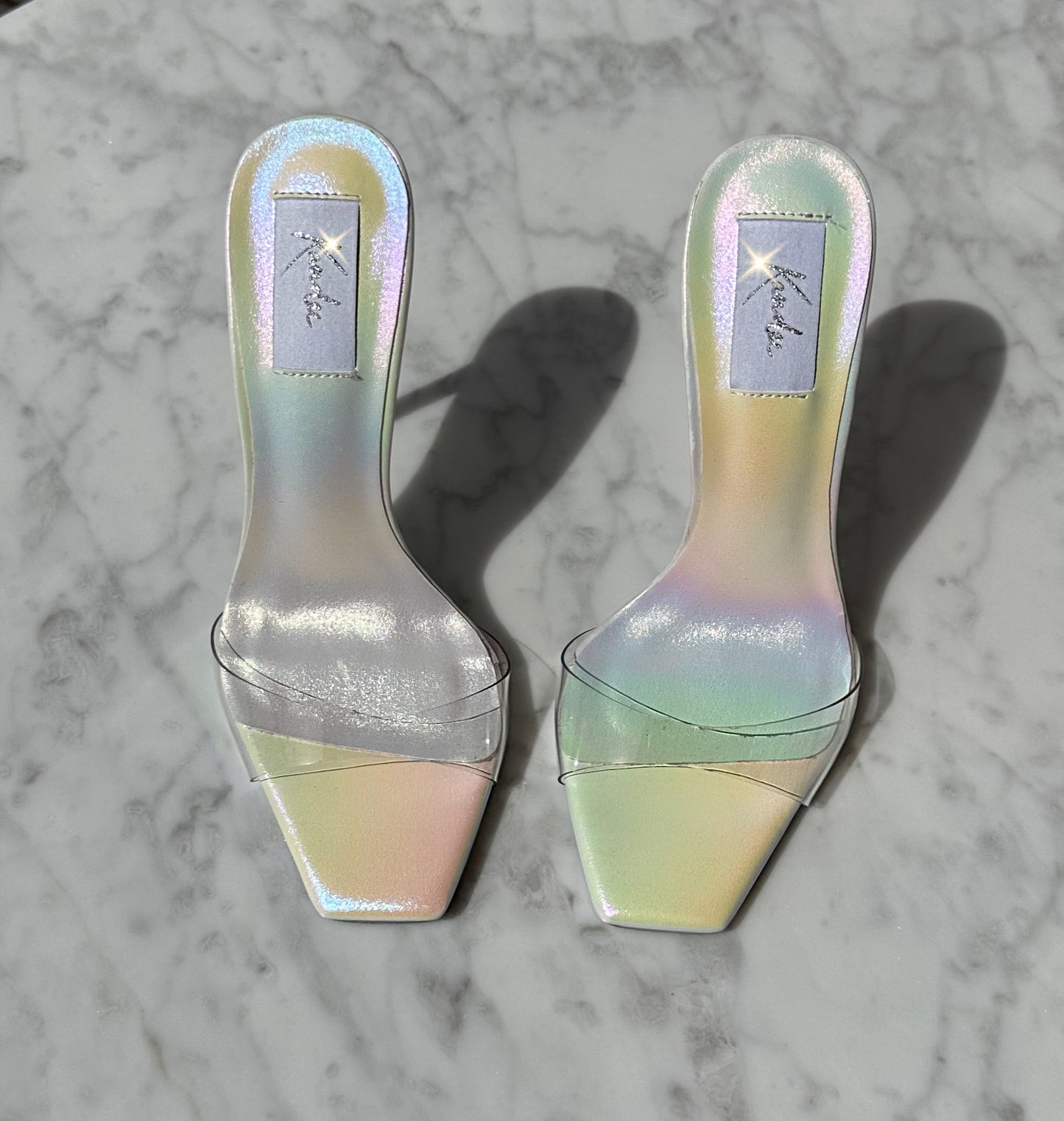 UNICORN LEATHER TRANSPARENT PVC MULES