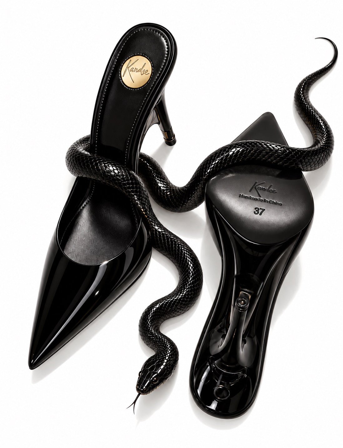 Black Translucent with Plexiglas Heel - Kandee