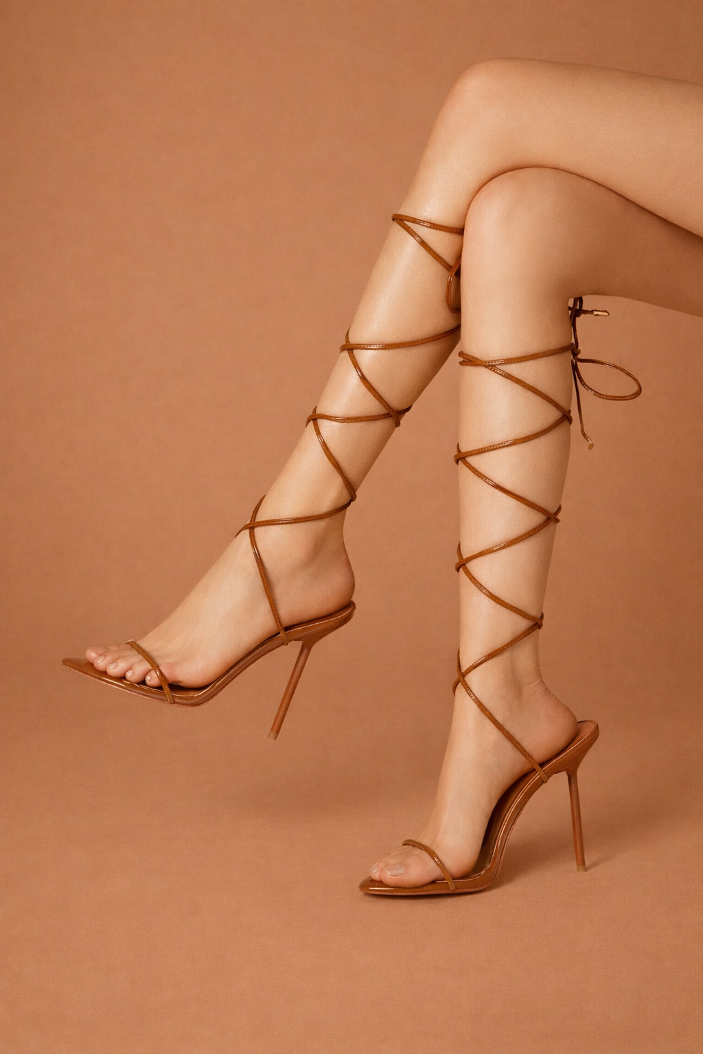 Tan Patent Mirror Sandals *Vegan