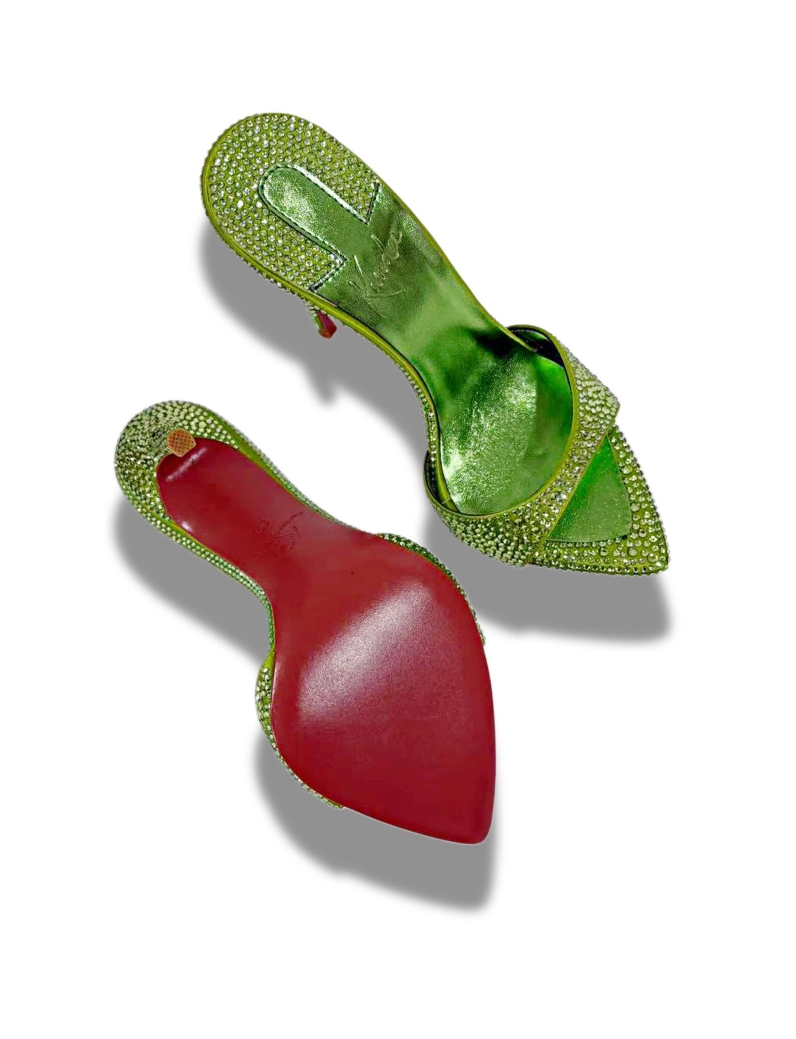Lime Crystal Silk Mules 120mm - Kandee