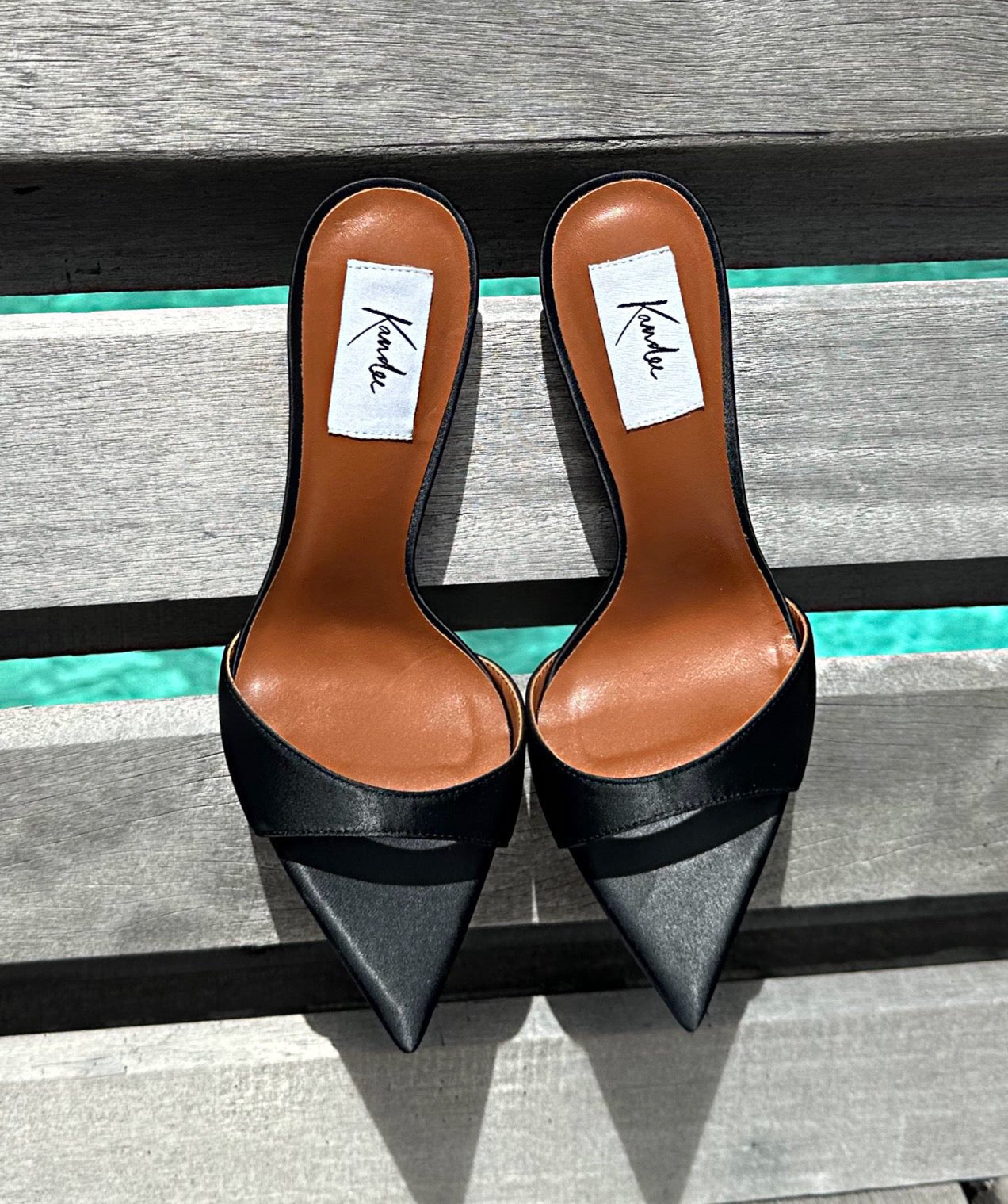 Shadow Satin Knife Mules - Kandee