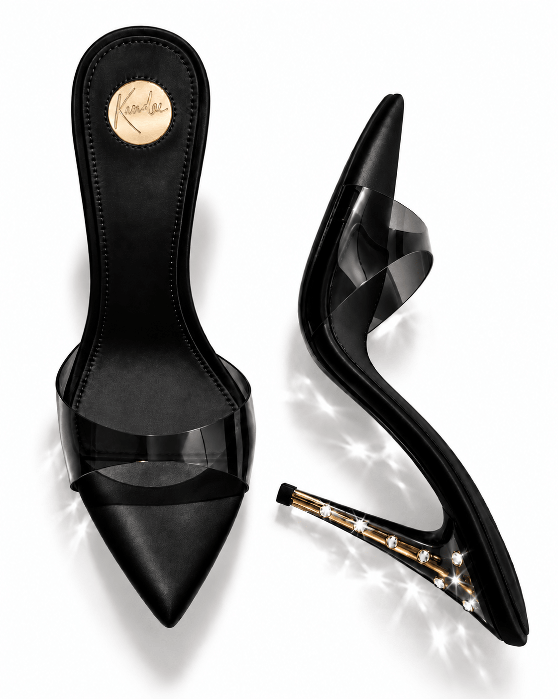 Black Translucent with crystal Plexiglas Heel - Kandee