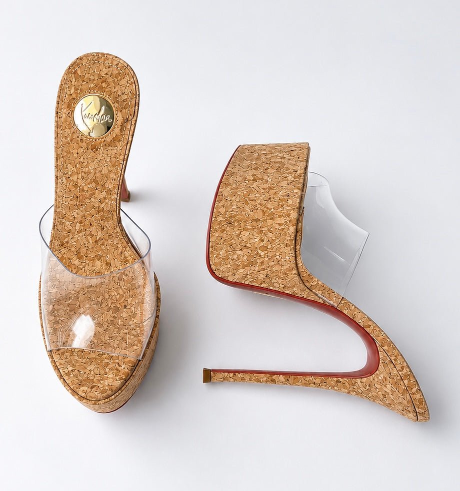 St Tropez Cork Platform Mules - Kandee