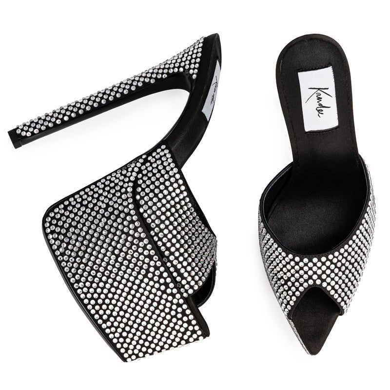 Baccarat Black Crystal Platform Mules *As seen on Sabrina Carpenter for Vogue US - Kandee