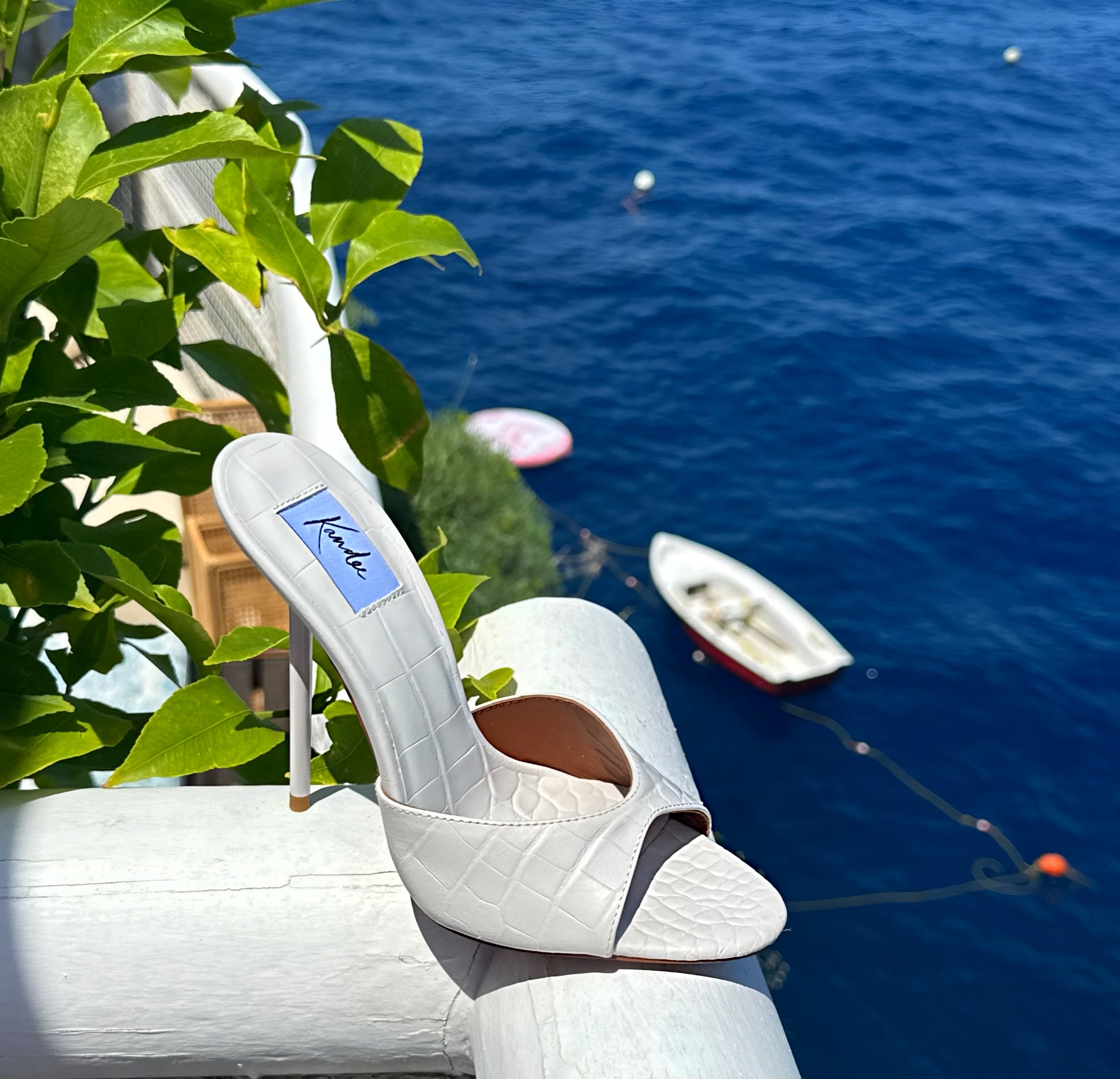 Bianco Croco Mules - Kandee