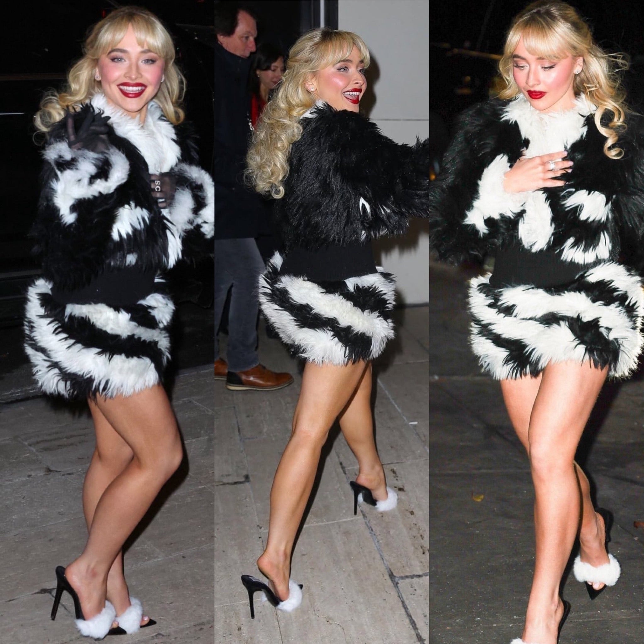 Black Velvet White Mink Mules *As Seen On Sabrina Carpenter* - Kandee