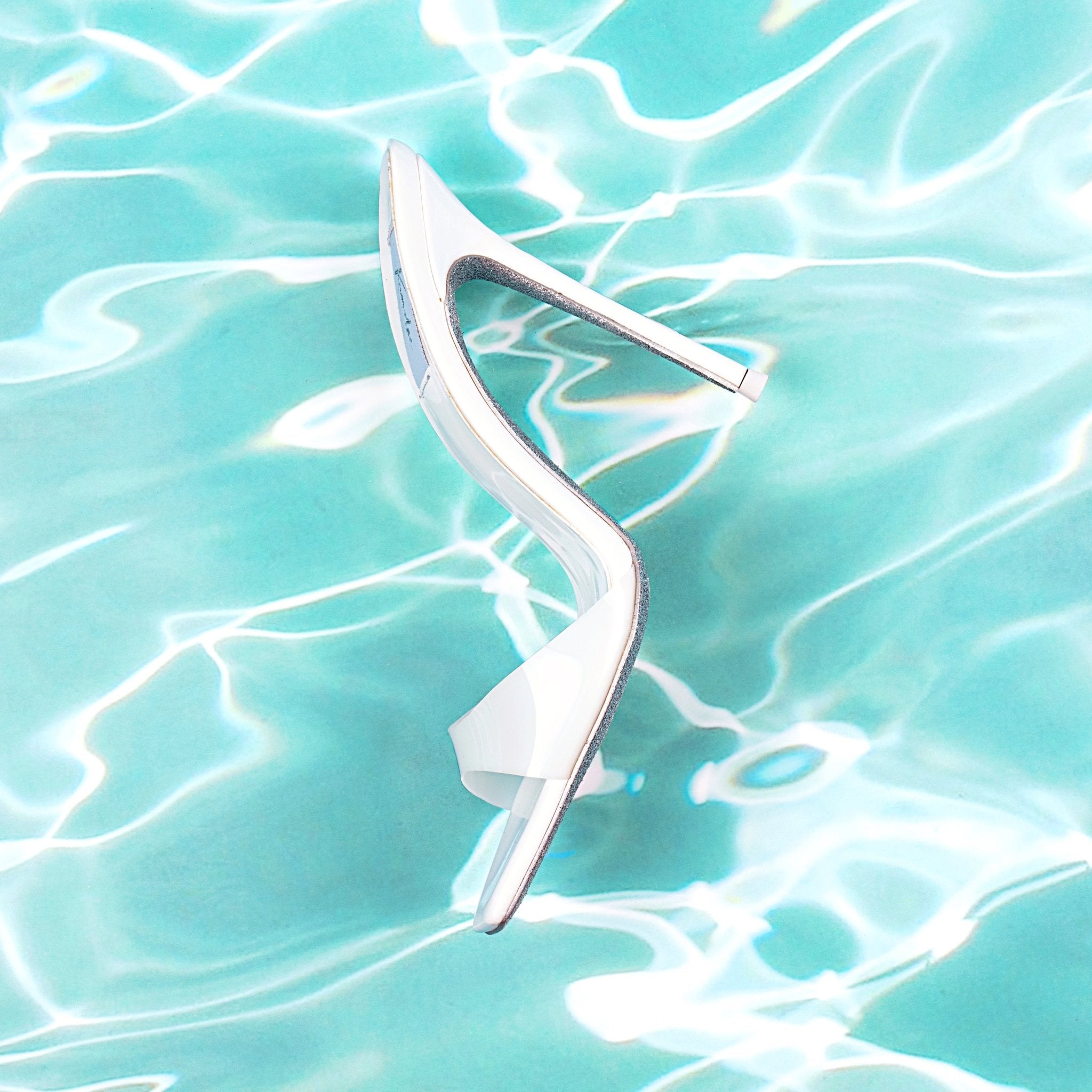 Blanco Patent Leather White PVC Mules - Kandee
