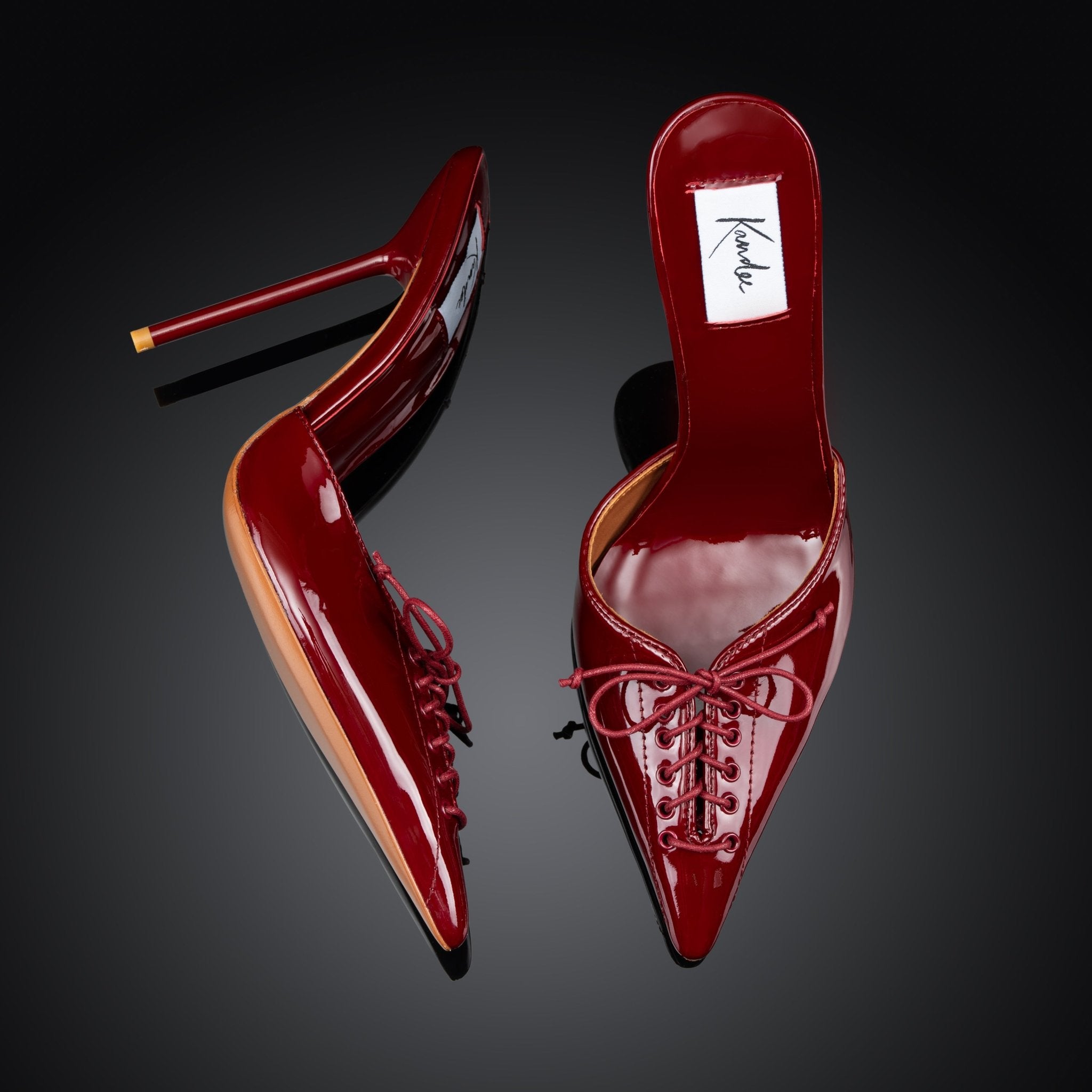 Burgundy Patent Lace Mules - Kandee