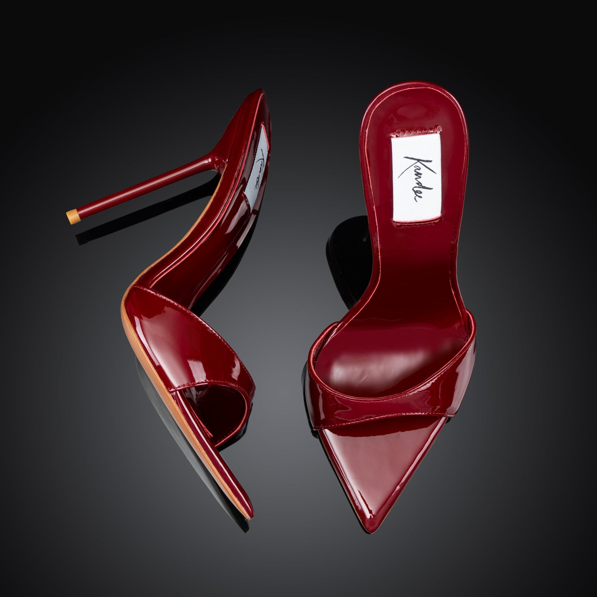 Burgundy Patent Mules - Kandee