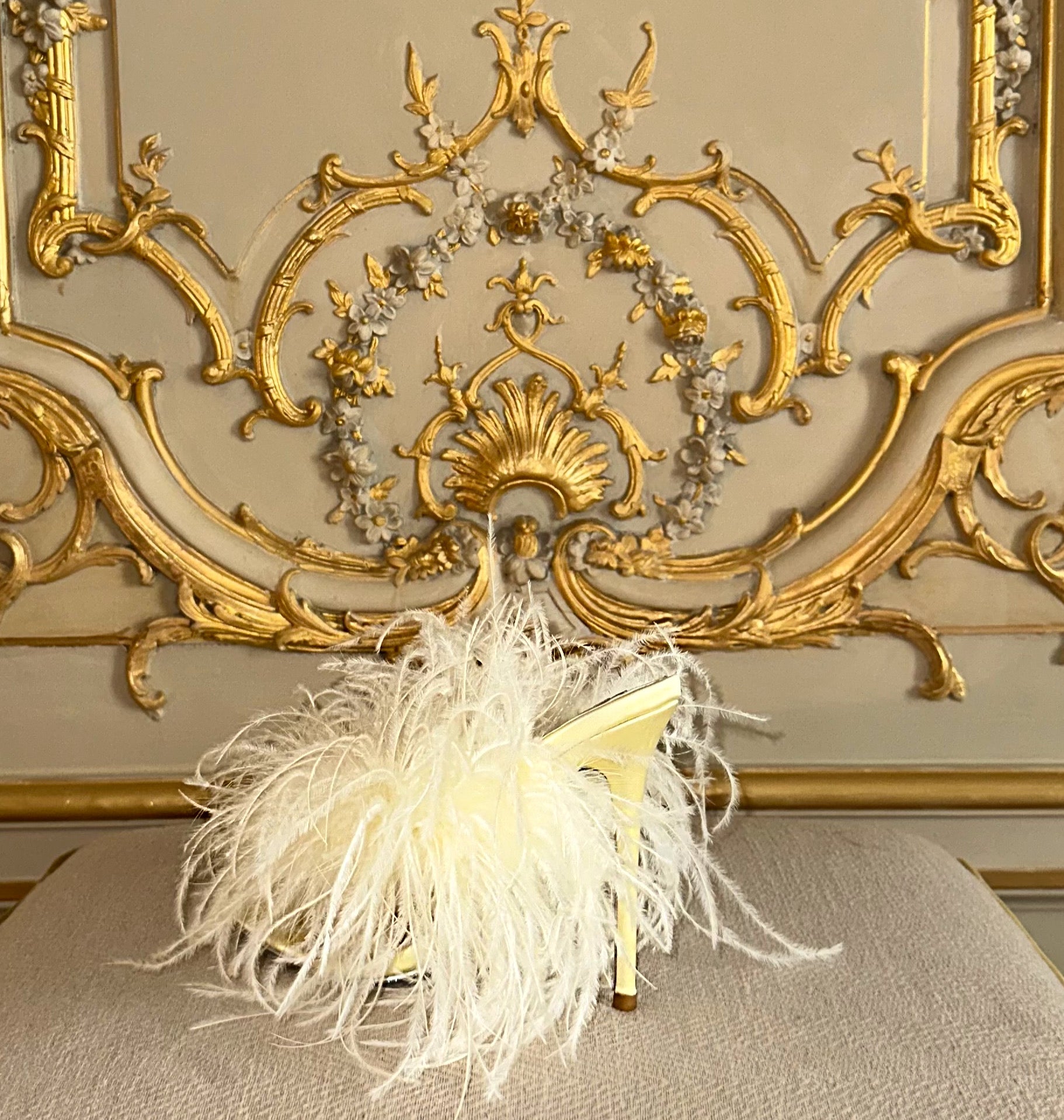Butter Yellow Silk Ostrich Mules - Kandee
