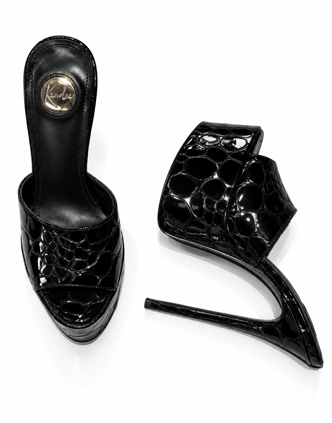 Extinct Reptilia Embossed Leather Platform 160mm heel Mules - Kandee