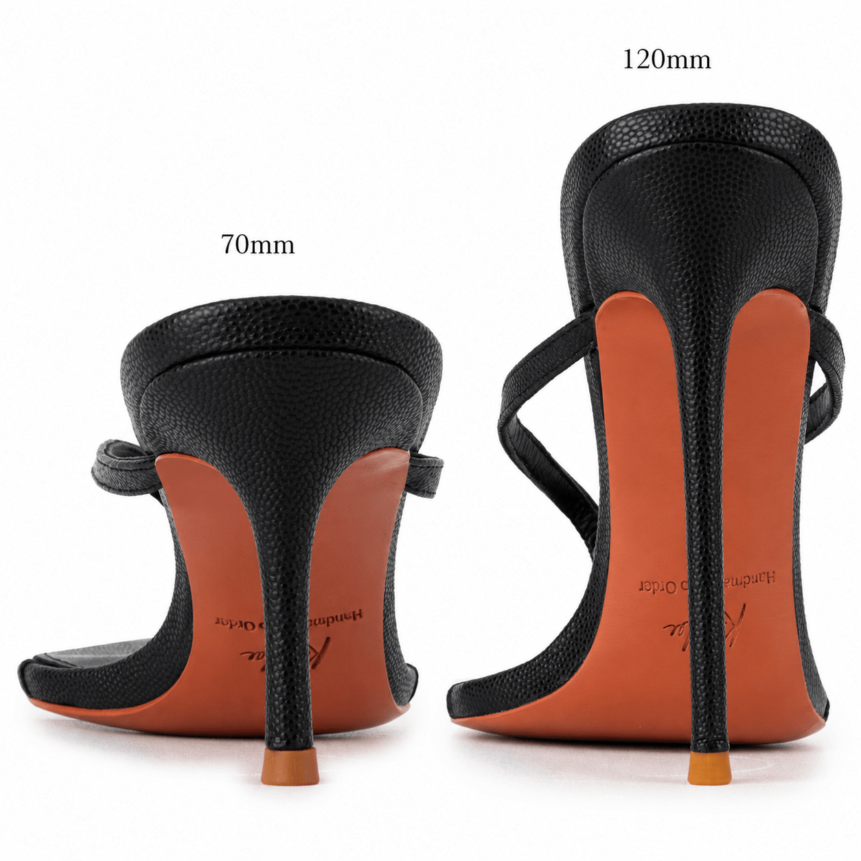 Black Caviar Leather Thong Sandals - Kandee