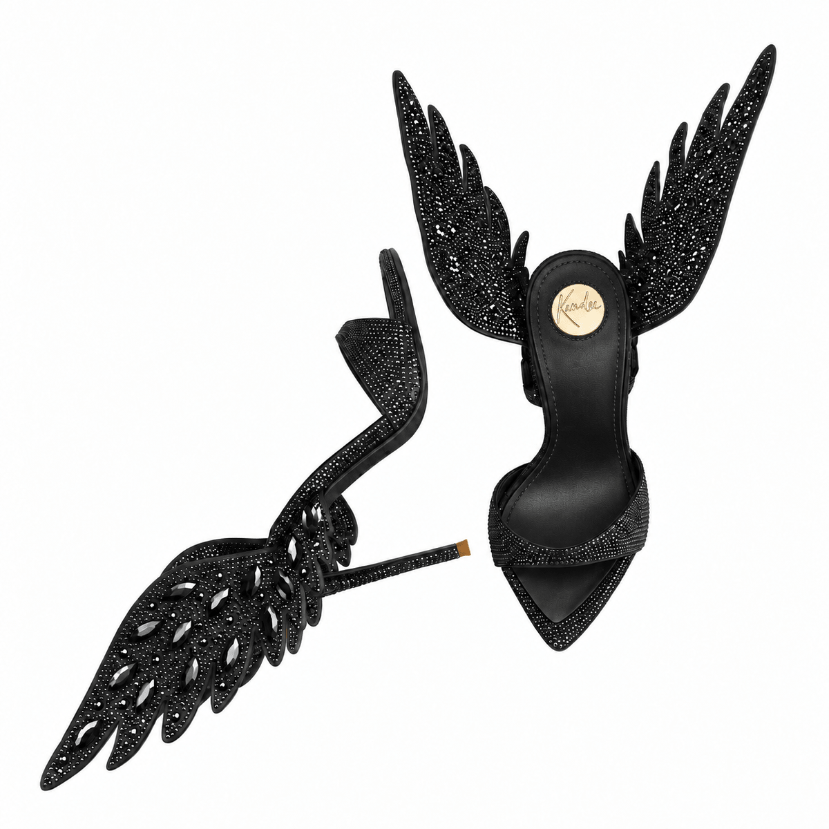 Angel Black Wing Crystal Mules *LIMITED EDITION - Kandee