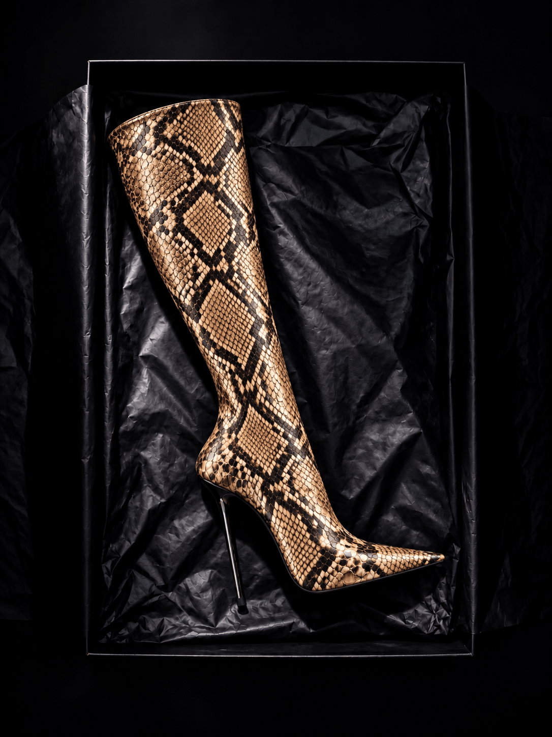 Python X Embossed Leather Boots - Kandee