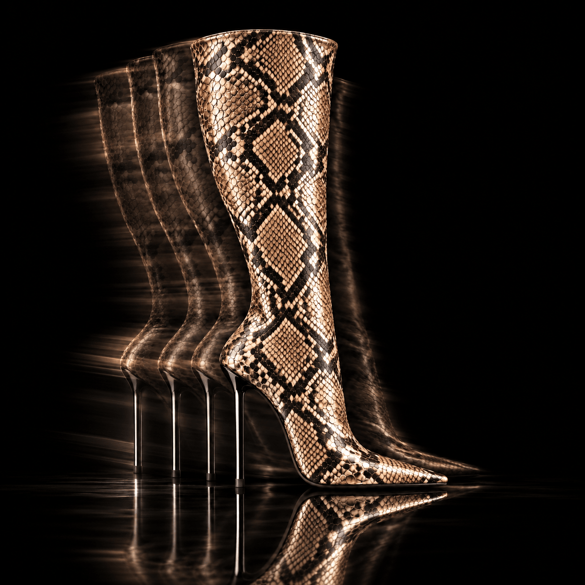 Python X Embossed Leather Boots - Kandee
