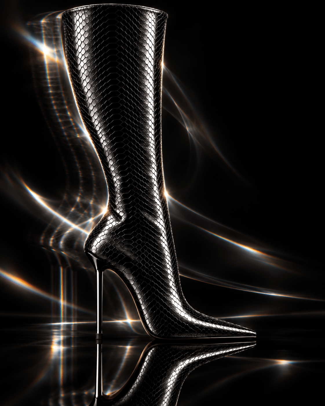 Obsidian 1 Snake Embossed Leather Boots - Kandee