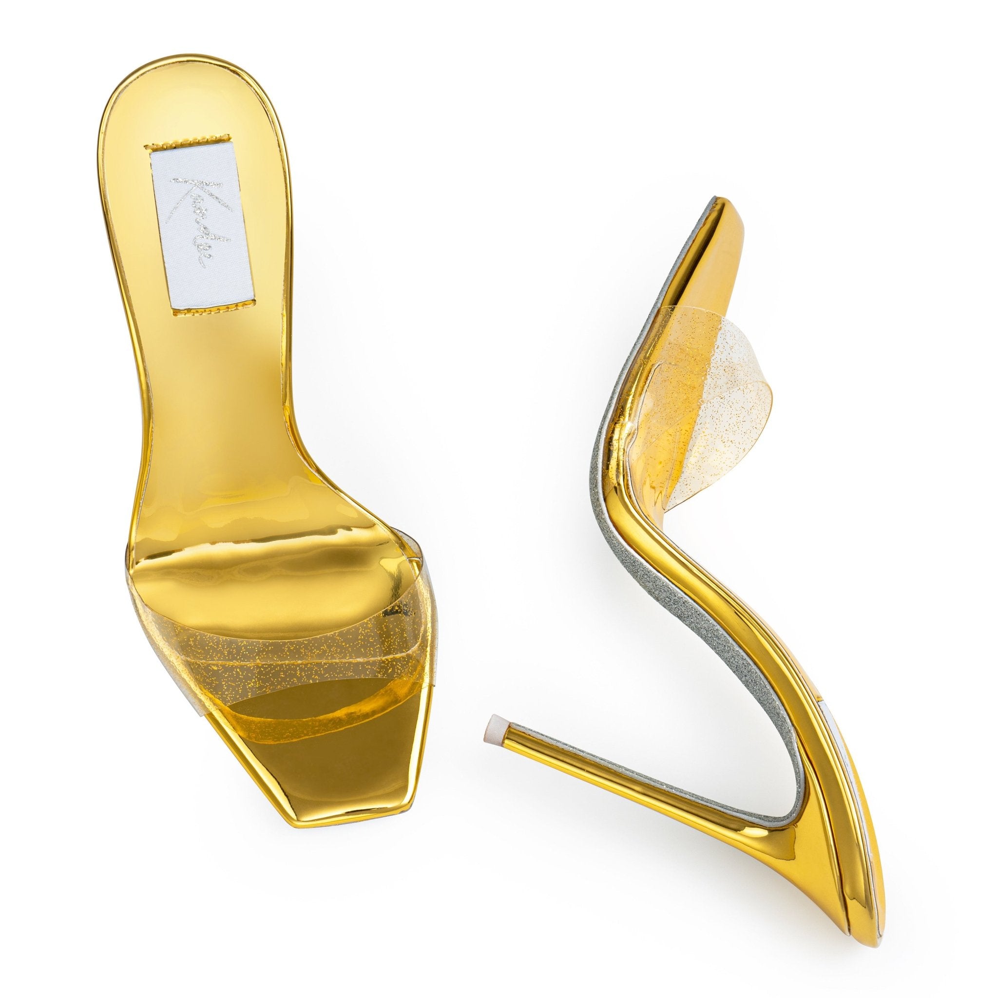 Golden Hour Glitter Transparent PVC Mules - Kandee