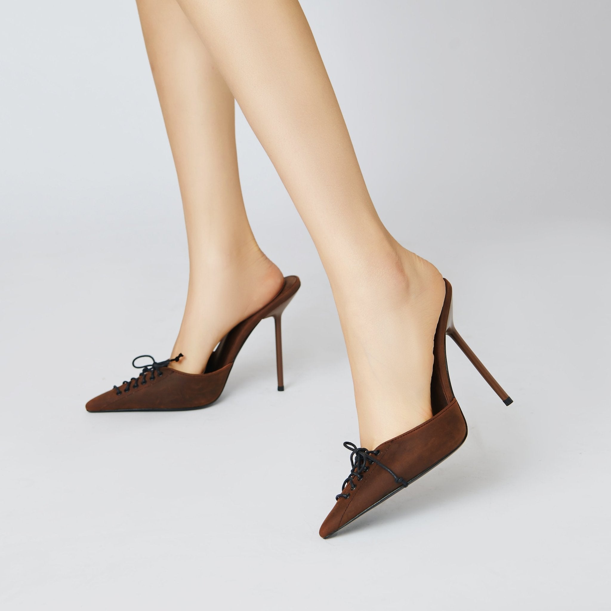 Vintage Style Leather Lace Mules - Kandee