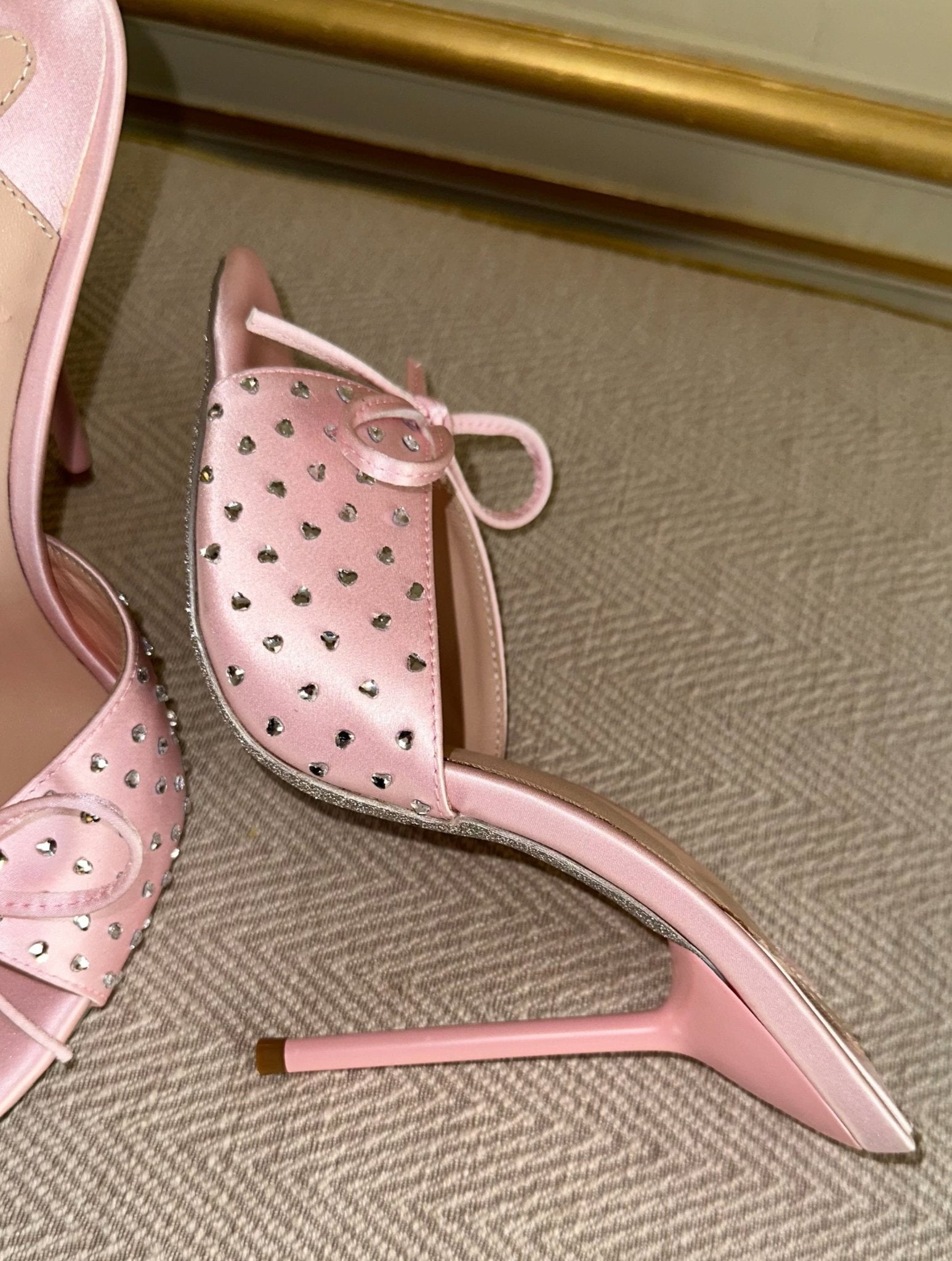 J'Adore Silk Crystal Heart Mules - Kandee