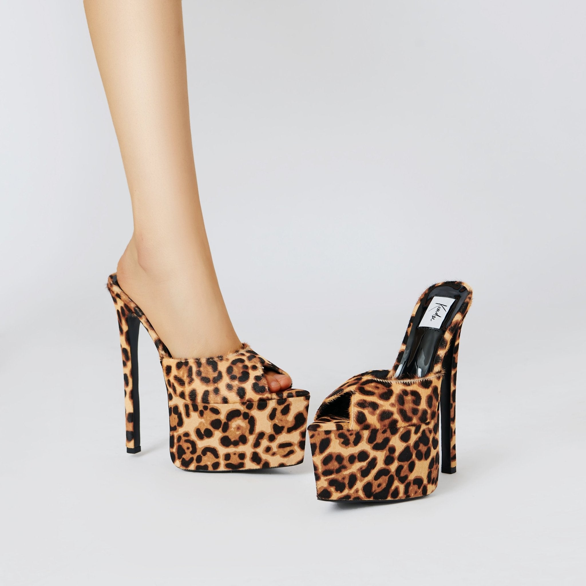 Leopard Print Calf Hair Platform Mules - Kandee